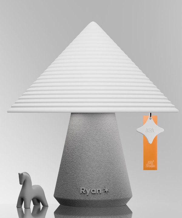 NOLA lamp in warm grey with a matching grey horse charm